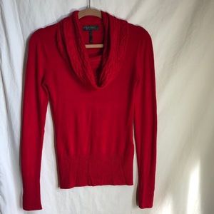 Red cowl neck sweater
